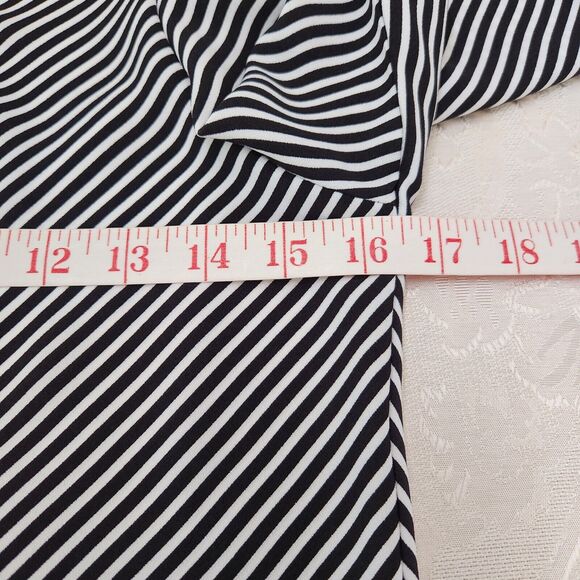 Madison d'Amelie Top Womens Small Black Stripe Pleated Sleeve Blouse Buttons - Picture 9 of 12